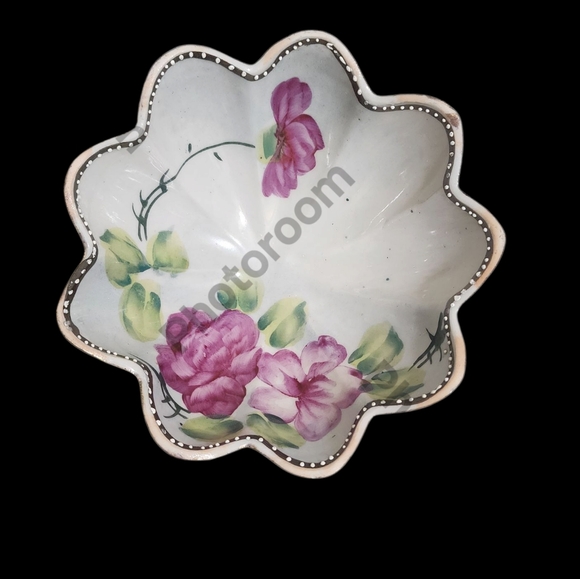 Nippon Other - Hand Painted Ceramic Bowl with Floral Design